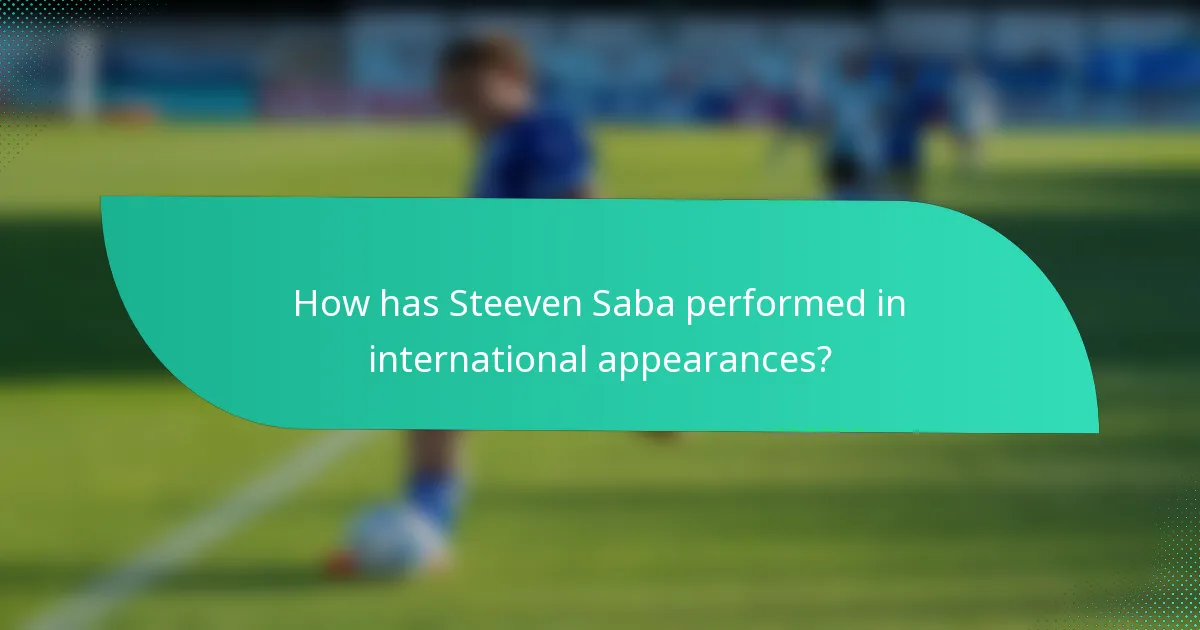 How has Steeven Saba performed in international appearances?
