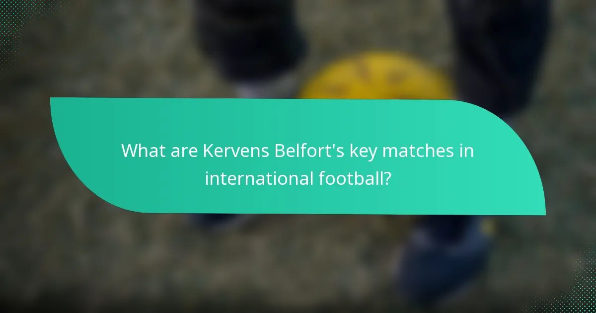 What are Kervens Belfort's key matches in international football?