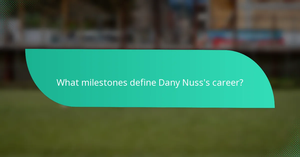 What milestones define Dany Nuss's career?